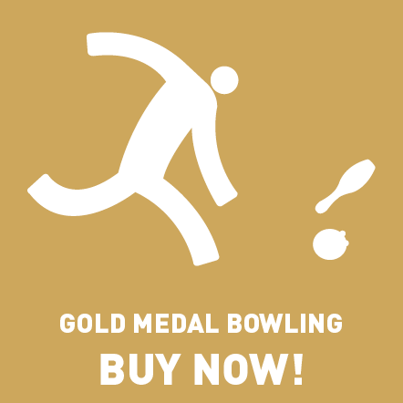 Photo advertising gold medal bowling