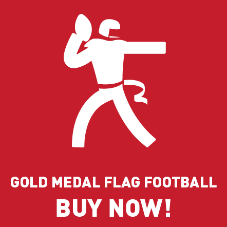 Photo advertising gold medal flag football